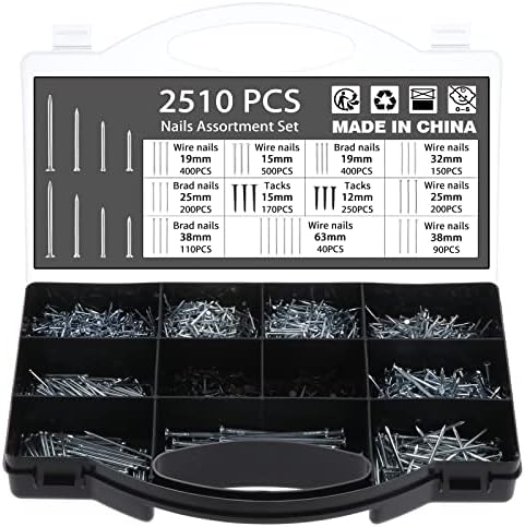 Nagels | Ocr 251 Stuks Hardware Spijkers Assortiment Kit, Gegalvaniseerde Spijkerset Met Opbergdoos – Inclusief Bradkop, Platte Kop & Studs Voor Doe-Het-Zelf, Knutselen, Metselen, Houtbewerking, Decoratie Bevestigingsmiddelen Nagels