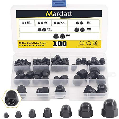 Noten | 1Pcs 7 Maten Hex Acorn Cap Moeren Assortiment Kit M3 M4 M5 M6 M8 M10 M12 Nylon Vrouwelijke Draad Bout Dekkap Koepelmoeren Voor Bescherming, Binnen En Buiten Bevestigingsmiddelen Noten