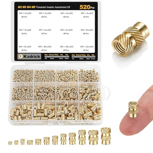 Noten | 520 Stuks M2 M3 M4 M5 Draad Inserts Assortiment Kit Voor 3D Printcomponenten, Metrische Messing Geprofileerde Moeren, Invoegen Door Verhitten In Kunststof Onderdelen Bevestigingsmiddelen Noten