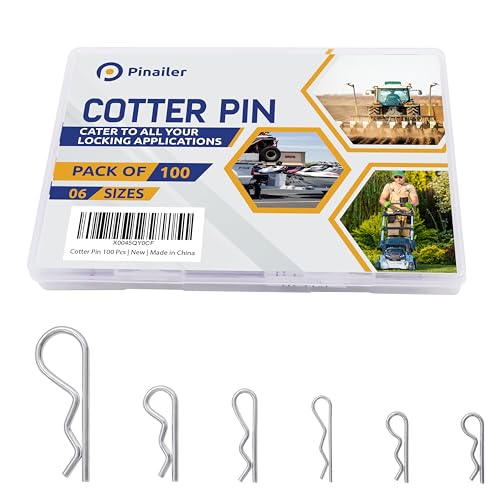 Pinnen | 100 Stuks Splitpen Assortiment Kit – Verzinkte R Clip Roestvrijstalen Splitpennen Met 6 Verschillende Maten – Eenvoudige Installatie & Gereedschapsvrije Verwijdering – Herbruikbare Bevestiger Voor Aanhangwagenpennen, Machines, Voertuigen Bevestigingsmiddelen Pinnen