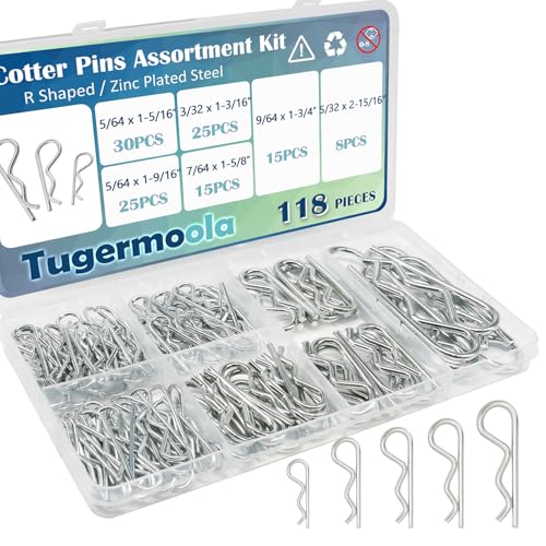 Pinnen | 118 Stuks 6 Maten Splitpen Assortiment Kit Verzinkt Staal R-Vormige Kleine Bevestigingspennen Clip Splitpennen Set Ola010-118 Bevestigingsmiddelen Pinnen