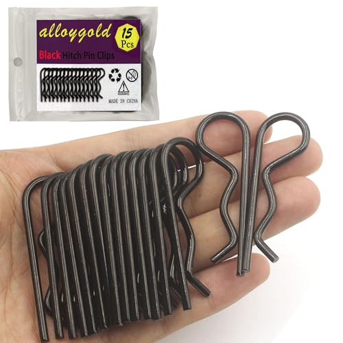 Pinnen | 15 Stuks Zware Hitch Pins Clip R Clips Cotter Pins, Zwart Verzinkt Veer Retainer Draad Haarspelden, Groot Voor Trailer Tractoren Maaiers Karren Vrachtwagen Pin Clip, Sterke Veer Spanning M3X6Mm Bevestigingsmiddelen Pinnen