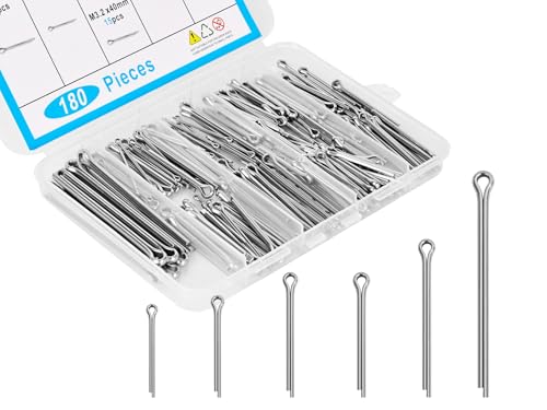 Pinnen | 180 Stuks Premium 304 RVS Splitpen Assortiment Kit, 6 Maten Zware Splitpennen, Hardwarepennen Voor Automotive, Machines, Grasmaaiers En Doe-Het-Zelf Projecten Bevestigingsmiddelen Pinnen