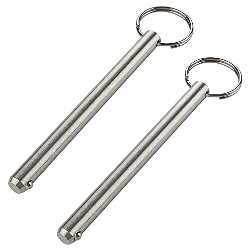 Pinnen | 2-Pack Grote Maat Snelle Ontgrendelingspin, Diameter 10 mm, Totale Lengte 120 mm, Bruikbare Lengte 105 mm, Volledig 316 Roestvrij Staal, Bimini Top Pin, Maritieme Hardware Bevestigingsmiddelen Pinnen