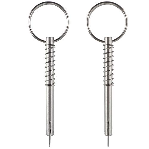 Pinnen | 2-Pack Snelsluiting Pin met Drop Cam en Veer, Diameter 1/4″ (6,3 mm), Totale Lengte 3″ (76 mm), Effectieve Lengte 2,4″ (61 mm), Volledig 316 RVS, Bimini Top Pin, Maritieme Hardware Bevestigingsmiddelen Pinnen