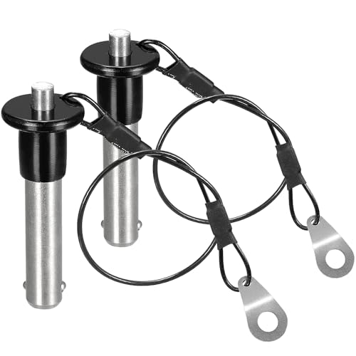 Pinnen | 2 Stuks 304 RVS Kogelvergrendelingspennen, Drukknop Vergrendelings Snelsluitingspen met 24Cm Drukknop Lanyard Kabel (10Mm Diameter, 31Mm Bruikbare Lengte) Bevestigingsmiddelen Pinnen