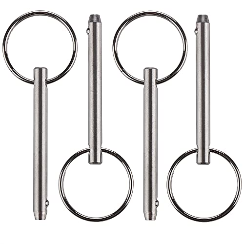 Pinnen | 4-Pack Snelsluiting Pin, Diameter 3/16″ (4,8 mm), Totale Lengte 2″ (51 mm), Bruikbare Lengte 1-1/2″ (38 mm), Volledig 316 Roestvrij Staal, Bimini Top Pin, Maritieme Hardware Bevestigingsmiddelen Pinnen