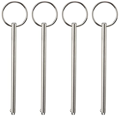 Pinnen | 4 Stuks Lange Snelsluitpin, Diameter 1/4″ (6,3 mm), Totale Lengte 4-3/4″ (12 mm), Bruikbare Lengte 4,13″ (15 mm), Volledig 316 RVS, Bimini Top Pin, Maritieme Hardware Bevestigingsmiddelen Pinnen