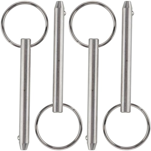 Pinnen | 4 Stuks Snelsluitingpen, Diameter 1/4″ (6,3 Mm), Totale Lengte 2,56″ (65 Mm), Bruikbare Lengte 2″ (51 Mm), Volledig 316 RVS, Bimini Top Pen, Maritieme Hardware Bevestigingsmiddelen Pinnen