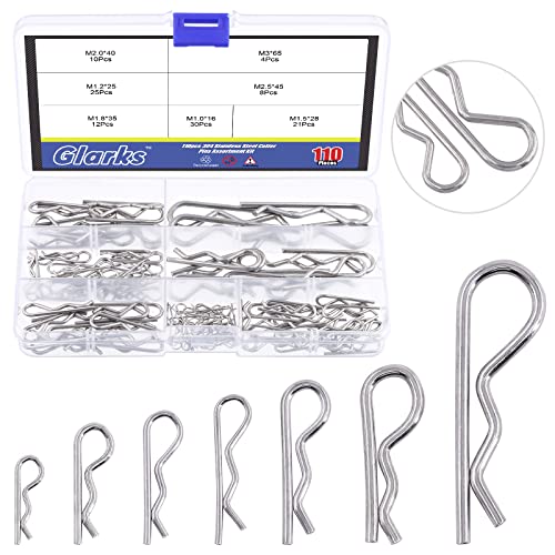 Pinnen | Glarks 11-delige 34 RVS Haarspeld R Clips Kit – 7 maten R Splinterpennen Assortiment voor Automotive, Mechanica, Auto Garage, Krachtapparatuur, Auto’s, Vrachtwagens, Grasmaaier, Kleine Motorreparatie Bevestigingsmiddelen Pinnen