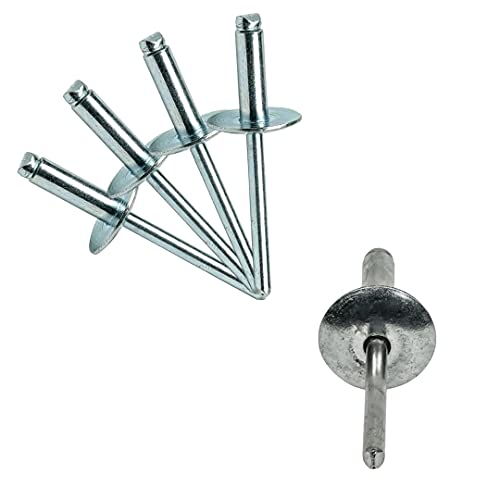 Rivetten | 100 Stuks Grote Flens Aluminium Popnagels 3/16″ X 3/4″ Grote Kop Stalen Mandrel Koepellichaam Blinde Popnagels Set Voor Plaatstaal Luchtkanalen Aluminium Boot Popnagels Lange Popnagels Bevestigingsmiddelen Rivetten