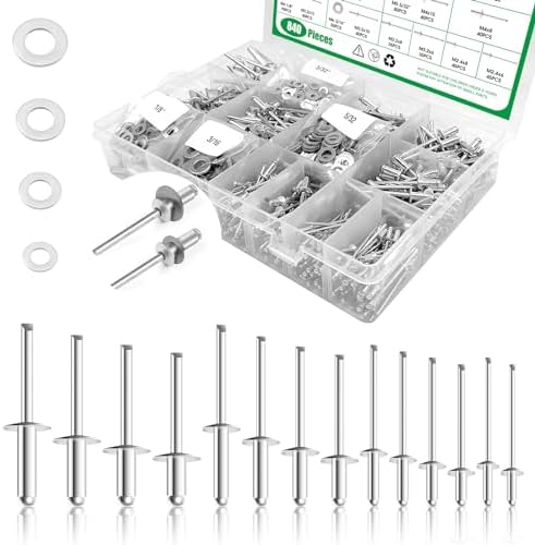 Rivetten | 84 Stuks 18 Maten Popnagel Assortiment Kit Met Reserve Ringen, 3/32″ 1/8″ 5/32″ 3/16″ Aluminium Blinde Popnagels Voor RV, Trailer, Meubels, Elektrische Apparaten Bevestigingsmiddelen Rivetten