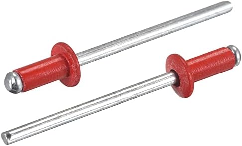 Rivetten | Aluminium Blinde Popnagels, 3,2 mm x 7 mm (1/8″ x 9/32″) Open Eind Popnagel Plat Ronde Kop Voor Het Verbinden Van Metaalplaat Leer, Rood 200 Stuks Bevestigingsmiddelen Rivetten