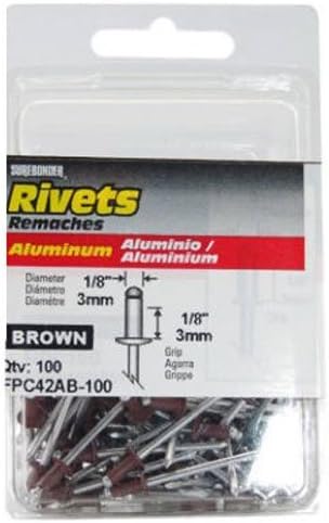 Rivetten | Fpc Fpc42Ab-100 100 Pack 1/8″ Diameter, Korte, Bruine Aluminium Rietjes, Grip Bereik: .063″ – .125″ Aluminium Mandrel Bevestigingsmiddelen Rivetten