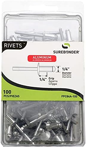 Rivetten | Fpc84A-100 Korte Aluminium Rietjes – 1/4″ Diameter, 1/4″ Grip – 100 Stuks Bevestigingsmiddelen Rivetten