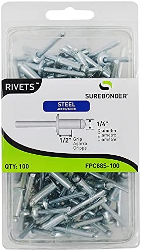 Rivetten | Fpc88S-100 Lange Stalen Riviots – 1/4″ Diameter, 1/2″ Grip – 100 Stuks Bevestigingsmiddelen Rivetten