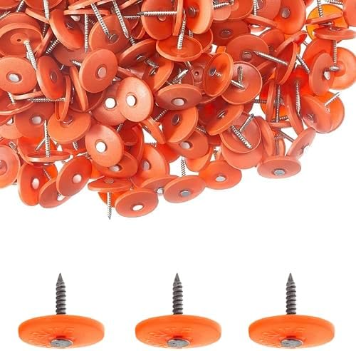 Samengevoegde bevestigingsmiddelen | 250 Pack – Ronde Plastic Kap Spijkers 1 Inch Dakspijkers Gegalvaniseerde Dakbedekking Spijkers Voor Huis Wrap Bevestiging Schuimplaat Dakvilt Isolatiefilm (250) Bevestigingsmiddelen Samengevoegde bevestigingsmiddelen