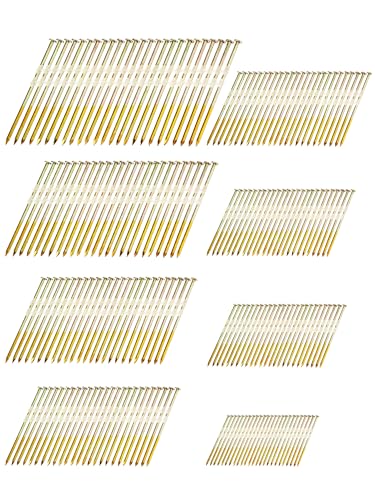 Samengevoegde bevestigingsmiddelen | 8 Stuks 21 Graad Constructienagels 8 Maten 2, 2-1/4, 2-1/3, 2-1/2, 2-3/4, 3, 3-1/7, 3-1/2 Inch Volronde Kopnagels Warm Gedompeld Gegalvaniseerd Kunststof Geplakte Constructienagels, Ring Schacht, Glad Schacht Bevestigingsmiddelen Samengevoegde bevestigingsmiddelen