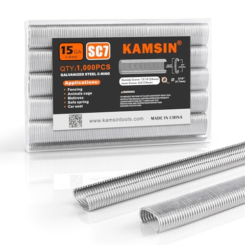 Samengevoegde bevestigingsmiddelen | Kamsin Sc7 15 Gauge Gegalvaniseerd Staal 3/4-Inch Crown Hog Ringen C Ringen Nieten Hog Ring Nieten 1.000/Verpakking (1.000 Stuks (Gegalvaniseerd Staal)) Bevestigingsmiddelen Samengevoegde bevestigingsmiddelen