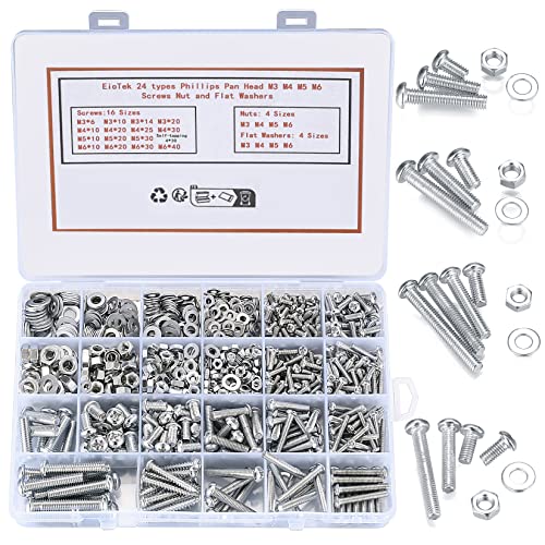 Schroef- en Boutenset Assortimenten | 18-delige schroeven, bouten en moeren assortiment kit, kruiskop schroeven, moeren en bouten met ringen set, zeskant inbuskop machine schroeven, bouten en moeren kit voor industriële huishoudelijke elektronica Bevestigingsmiddelen Schroef- en Boutenset Assortimenten