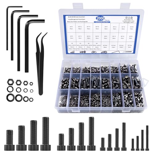 Schroef- en Boutenset Assortimenten | 2 Stuks Metrische Schroef Assortiment – Moeren En Bouten Assortiment Kit Machine Schroeven M2 M3 M4 M5 Zeskant Inbus Schroeven Moeren Bouten En Ringen Set Bevestigingsmiddelen Schroef- en Boutenset Assortimenten