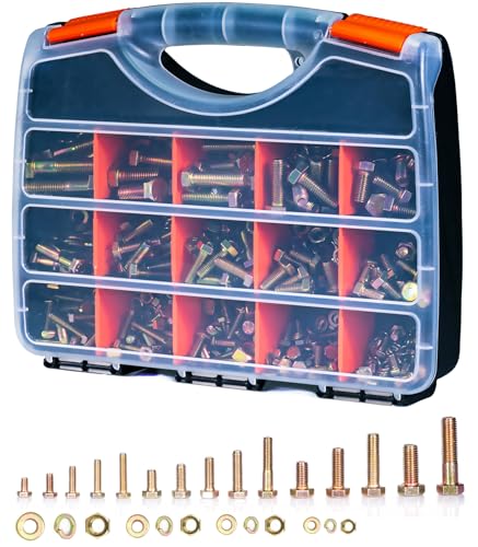 Schroef- en Boutenset Assortimenten | 7-delige Metrische Bouten Assortiment, M6 M8 M10 M12, Kwaliteit 8.8 Zware Duurzaamheid, Geel Verzinkt, 1-5Mm Lengte, Bouten en Moeren Set Bevestigingsmiddelen Schroef- en Boutenset Assortimenten