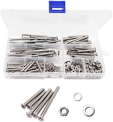 Schroef- en Boutenset Assortimenten | M3 M4 M5 M6 Verzonken Platte Phillips Machine Schroeven Hex Moeren Platte Ringen Veer Ringen Assortiment Kit 304 Roestvrij Staal (340 Stuks M4 X 30/35/40/45/50Mm) Bevestigingsmiddelen Schroef- en Boutenset Assortimenten