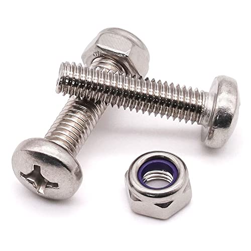 Schroef- en Boutenset Assortimenten | M5-.8 X 2Mm (25 Sets) RVS Pan Head Schroeven met M5-.8 Moeren Hardware Assortiment Kit 34 RVS Bevestigingsmiddelen Schroef- en Boutenset Assortimenten