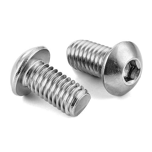 Schroeven | 1/4-20 X 3/8″ Knopkop Inbusbouten, 18-8 RVS, Glanzende Afwerking, Volledige Draad, Allen Hex Aandrijving, 25 Stuks Bevestigingsmiddelen Schroeven