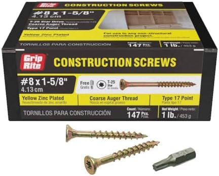 Schroeven | 158Gcs1 #8 X 1-5/8″ Ster Drive Gouden Constructie Houtschroef, 1Lb Doos Bevestigingsmiddelen Schroeven