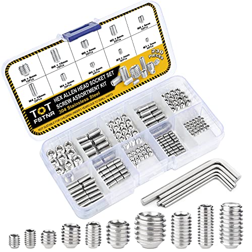 Schroeven | 23-delige 34 RVS Inbusbout Set Assortiment Kit, M3 M4 M5 M6 M8 Grub Schrauben met Zeskant Inbus, Zeskant Imbusbout Set Kit voor Deurgrepen, Verlichtingsarmaturen (Metrisch) Bevestigingsmiddelen Schroeven