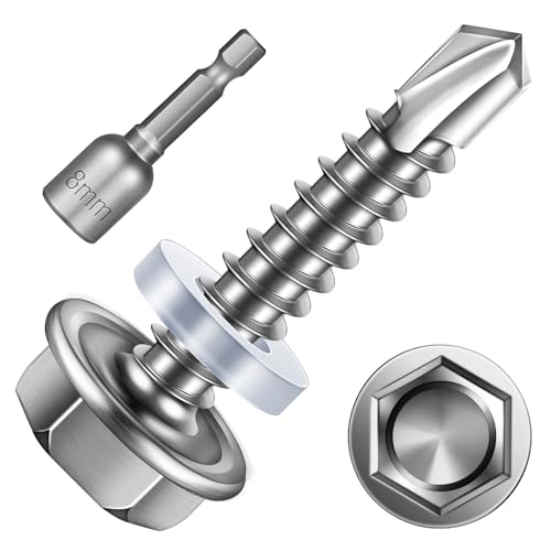 Schroeven | 2Stuks #1×1″ Zelftappende Schroeven Voor Metaal, 41 Roestvrij Staal, Blikschroeven, Zeskantige Wasmachinekop Zelfborende Schroeven, Hoge Sterkte Snelle Tapschroeven Bevestigingsmiddelen Schroeven