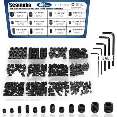 Schroeven | 400 stuks 1/8-40 tot 5/16-18 interne hexagonale inbuskop schroeven (zwart), 12 maten 12.9 klasse legeringstaal grub schroeven assortiment kit met 5 inbussleutels voor deurhandgrepen, lichtarmaturen Bevestigingsmiddelen Schroeven