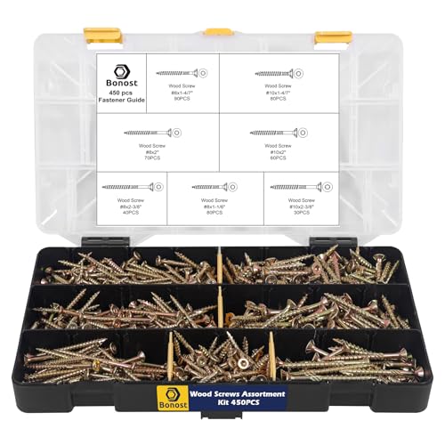 Schroeven | 45-delige houtschroeven assortiment kit – Assorted houtschroeven met bijpassende bits – Torx-aandrijving houtschroeven set voor terrassen, meubels, en houtbewerkingsprojecten Bevestigingsmiddelen Schroeven