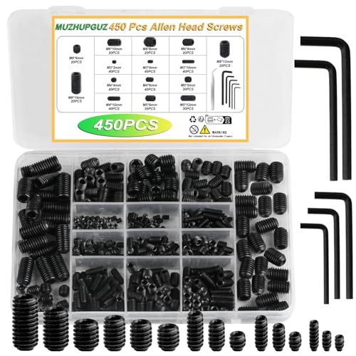 Schroeven | 45-delige set schroefassortiment, Allen-kop hexagonale inbus schroeven set, Zwarte hexagonale Allen-kop schroeven met interne hex-aandrijving voor deurhandgrepen, verlichtingsarmatuur schroeven, M3/M4/M5/M6/M8 Bevestigingsmiddelen Schroeven