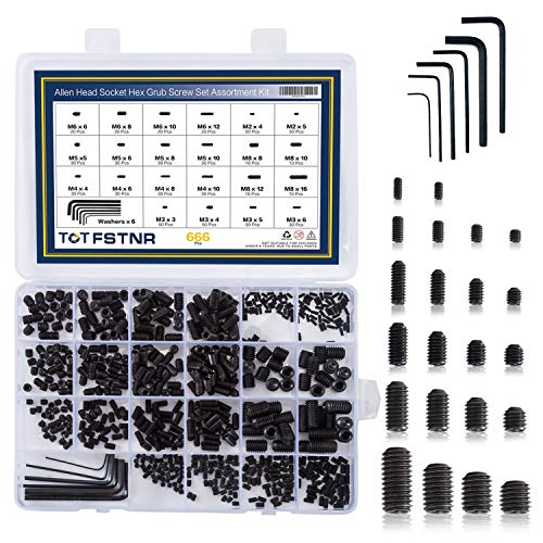 Schroeven | 666 Stuks Interne Zeskant Aandrijvingschroeven Assortiment Kit, 22 Maten M2/3/4/5/6/8 Set Schroeven voor Deurgrepen, Kranen, Verlichtingsarmaturen, 12.9 Klasse Legeringstaal (Zwart) Bevestigingsmiddelen Schroeven