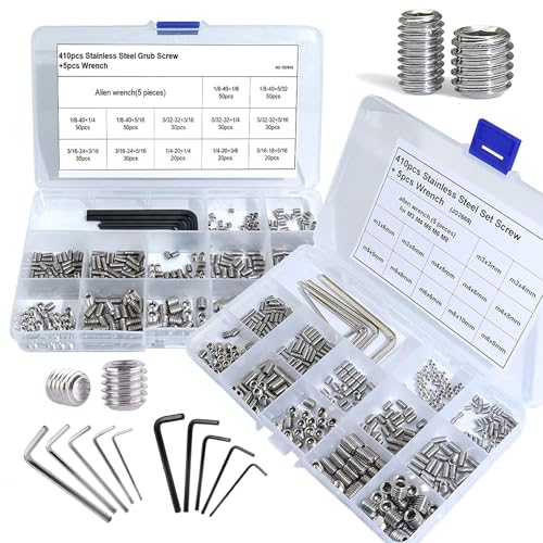 Schroeven | 830-delige Set Schroef Assortiment Kit, Standaard SAE + Metrische Inbuskop Bouten, RVS Set Schroeven Voor Badkameraccessoires, Deurgrepen (M3-M8, 1/8″-40 Tot 5/16″-18) Bevestigingsmiddelen Schroeven