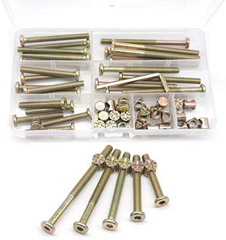 Schroeven | Babybed Crib Schroeven Hardware Vervangingsset, 25-Set M6X40Mm/50Mm/60Mm/70Mm/80Mm Zeskant Aandrijving Socket Cap Schroeven Barrel Moeren Assortiment Set Voor Bedden, Hoofdborden, Stoelen, Meubels Bevestigingsmiddelen Schroeven