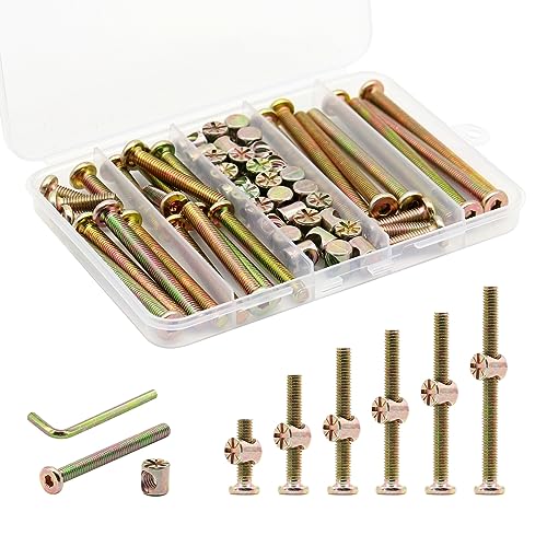 Schroeven | Babybed Crib Schroeven Hardware Vervangingsset, 28 Set Babybed Frame Bouten & Barrel Moeren Set, M6X20Mm/30Mm/40Mm/50Mm/60Mm/70Mm/80Mm Hexa Drive Socket Cap Schroeven Barrel Moeren Assortiment Set Bevestigingsmiddelen Schroeven