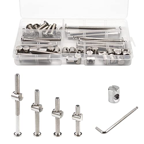 Schroeven | Crib Schroeven Bouten Hardware Vervangingsset, 28 Set M6 Bouten & Barrel Moeren Voor Bedframe, Meubels, Stoelen En Kasten – M6X20/40/60/80Mm Zeskant Aandrijving Socket Kap Schroeven Assortiment Bevestigingsmiddelen Schroeven