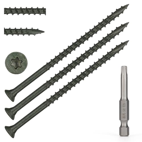 Schroeven | Houtschroeven #1 X 3-1/2″, T25 Ster Torx Aandrijving Platte Kop Terrasschroeven, Groen, 58 Stuks (1 Kg) Bevestigingsmiddelen Schroeven