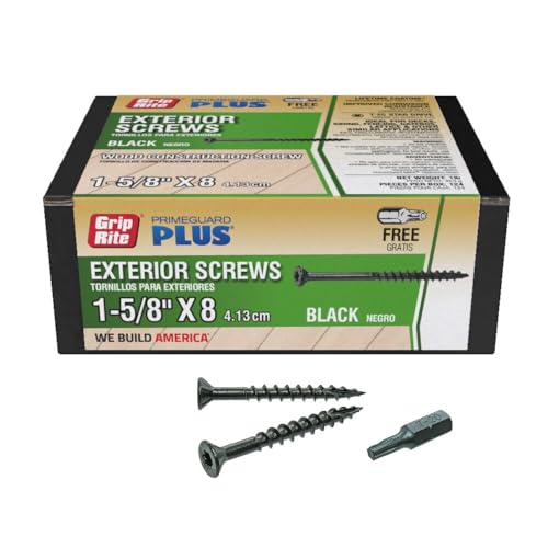 Schroeven | L158Stbl1 Primeguard Plus #8 X 1-5/8″ Hout-op-Hout Terrasschroef, Zwart, 1Lb Doos Bevestigingsmiddelen Schroeven