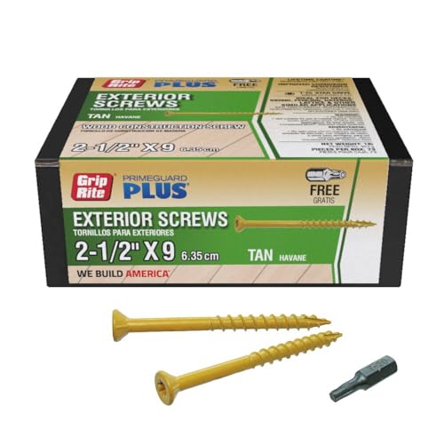 Schroeven | L212Stt1 Primeguard Plus #9 X 2-1/2″ Hout naar Hout Terras Schroef, Tan, 1Lb Doos Bevestigingsmiddelen Schroeven