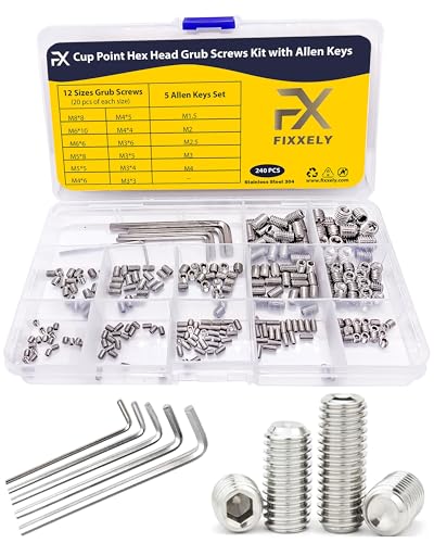 Schroeven | Set Schroeven Assortiment Kit – 240 (M3, M4, M5, M6, M8), Metrische 304 RVS Inbus Schroeven met Kegelpunt & Zeskantkop met 5 Inbussleutels (M1.5-M4) – Ideaal voor Deurgrepen, Thuisreparaties en Meer Bevestigingsmiddelen Schroeven