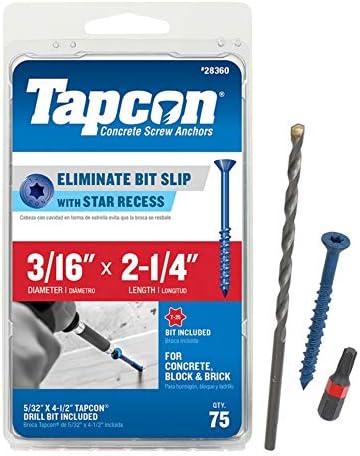 Schroeven | Tapcon 2836 3/16X2-1/4 Blauwe Ster Drive Bugle Hoofd Betonnen Ankers 75/Doos Bevestigingsmiddelen Schroeven