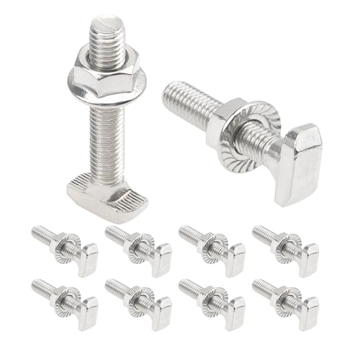 T-Nuten | 1 Sets M8X6 34 RVS Hamerkop T-Slot Drop-In Stud Sliding Bolt Schroef Flensmoer Voor 4 Series Europese Standaard Aluminium Profiel Bevestigingsmiddelen T-Nuten