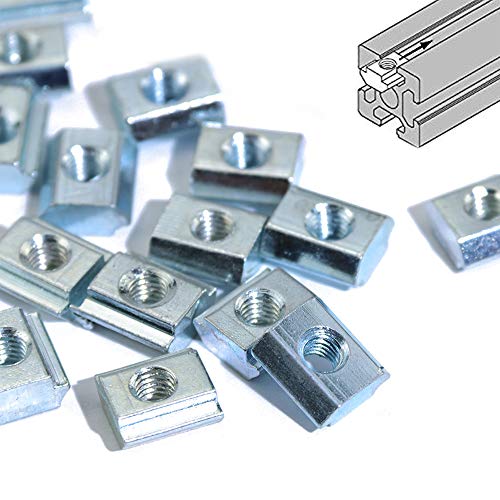 T-Nuten | 100 stuks 2020 Serie M5 Glijdende T-moeren Metrische M5 Draad Insteek T-moer Voor 20X20 Standaard 6Mm T-Slot Aluminium Extrusieprofiel Bevestigingsmiddelen T-Nuten