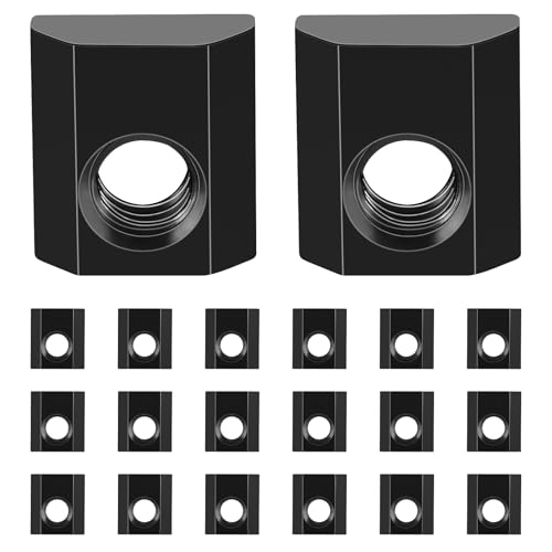 T-Nuten | 20 stuks 5/16-18 T-Slot Moer met Gecentreerd Gat 0,79×0,71×0,28 inch Glijdende T-Moeren voor T-Track Extrusies Houtbewerkingsmachines Gereedschapstafels Zwart Koolstofstaal Bevestigingsmiddelen T-Nuten