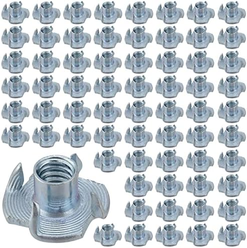 T-Nuten | 300 Stuks 1/4 Inch -20 T-Sloten, 4-Poot Tee Bout, Zinkgecoate Stalen T-Blindbouten Voor Klimgrepen En Houtbewerking, Zilver Bevestigingsmiddelen T-Nuten