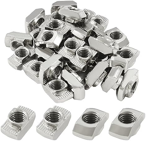 T-Nuten | 5 stuks 4545 Serie T-moeren Koolstofstaal, M8 T-groefmoer met hamerkop Bevestigingsmoer Assortiment voor Aluminium Profiel Bevestigingsmiddelen T-Nuten